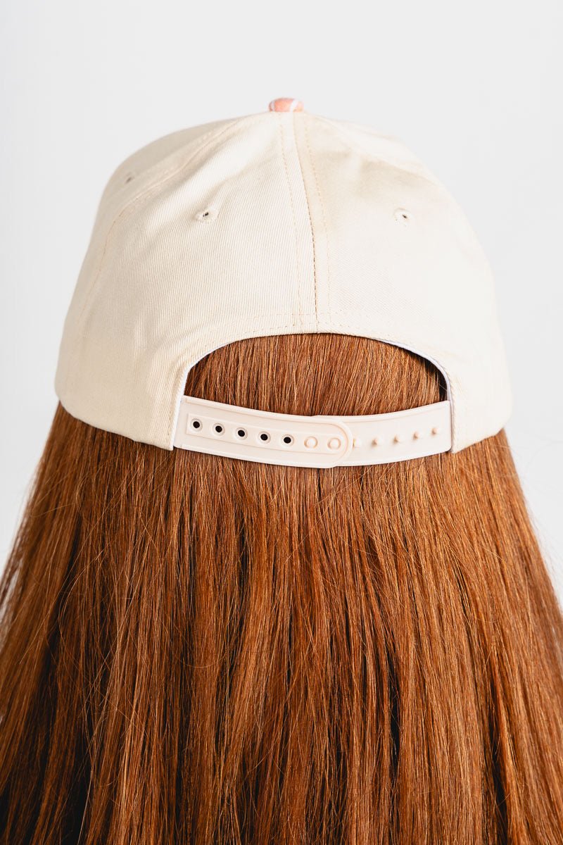 Oklahoma City script pin stripe hat orange pin stripe/cream - Oklahoma City inspired graphic t-shirts at Lush Fashion Lounge Boutique in Oklahoma City