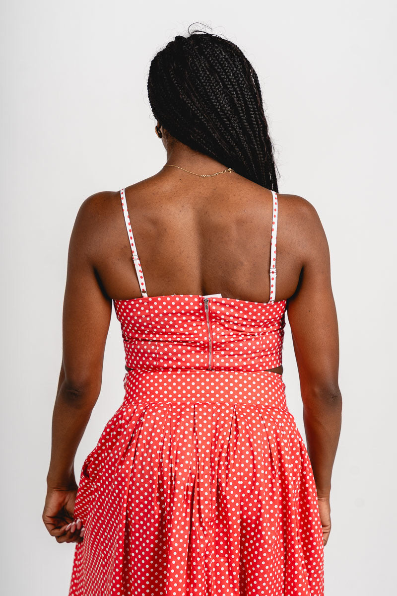 Polka dot crop top berry