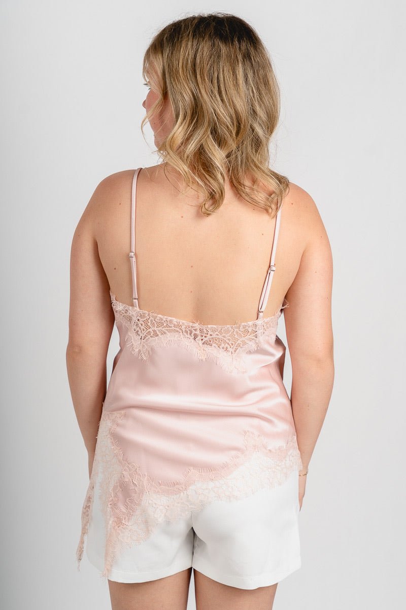 Asymmetrical lace camisole light pink