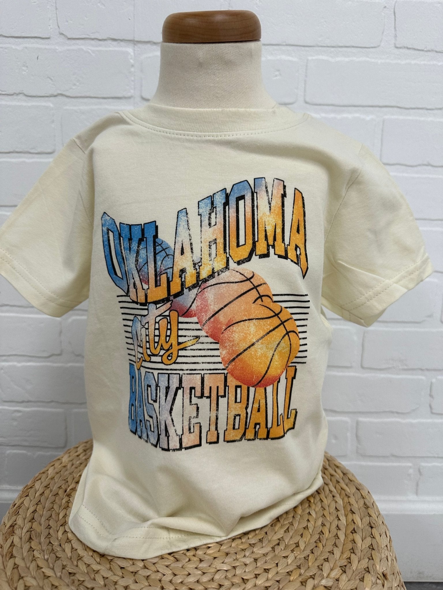 KIDS OKC colorful t-shirt natural - Trendy OKC Apparel at Lush Fashion Lounge Boutique in Oklahoma City