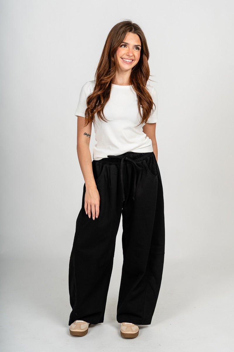 Barrel leg sweatpants black - Stylish sweatpants - Trendy Lounge Sets at Lush Fashion Lounge Boutique in Oklahoma City