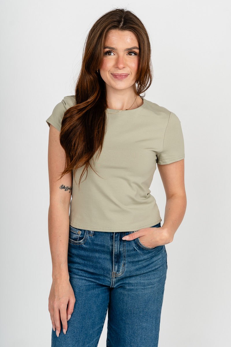 Double lined baby tee matcha