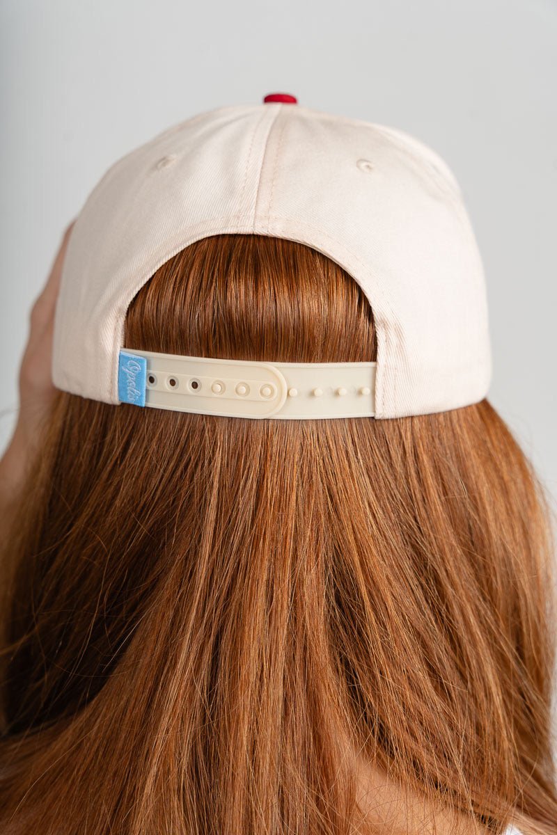 OU Oklahoma Sooners teddy bear two tone hat red/natural - Trendy Hats at Lush Fashion Lounge Boutique in Oklahoma City