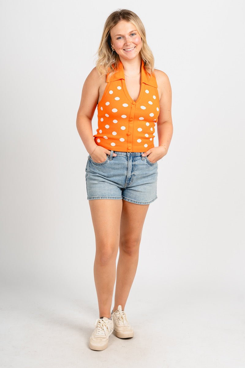 Polka dot halter top orange/white