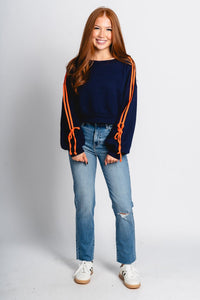 Contrast terry sweatshirt navy - Trendy OKC Thunder T-Shirts at Lush Fashion Lounge Boutique in Oklahoma City