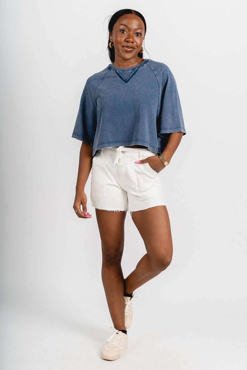 Vervet high rise utility shorts optic white - Cute shorts - Fun Vacay Basics at Lush Fashion Lounge Boutique in Oklahoma City