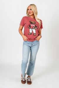OU OU Sooners teddy bear comfort colors t-shirt crimson T-shirt | Lush Fashion Lounge Trendy Oklahoma University Sooners Apparel & Cute Gameday T-Shirts