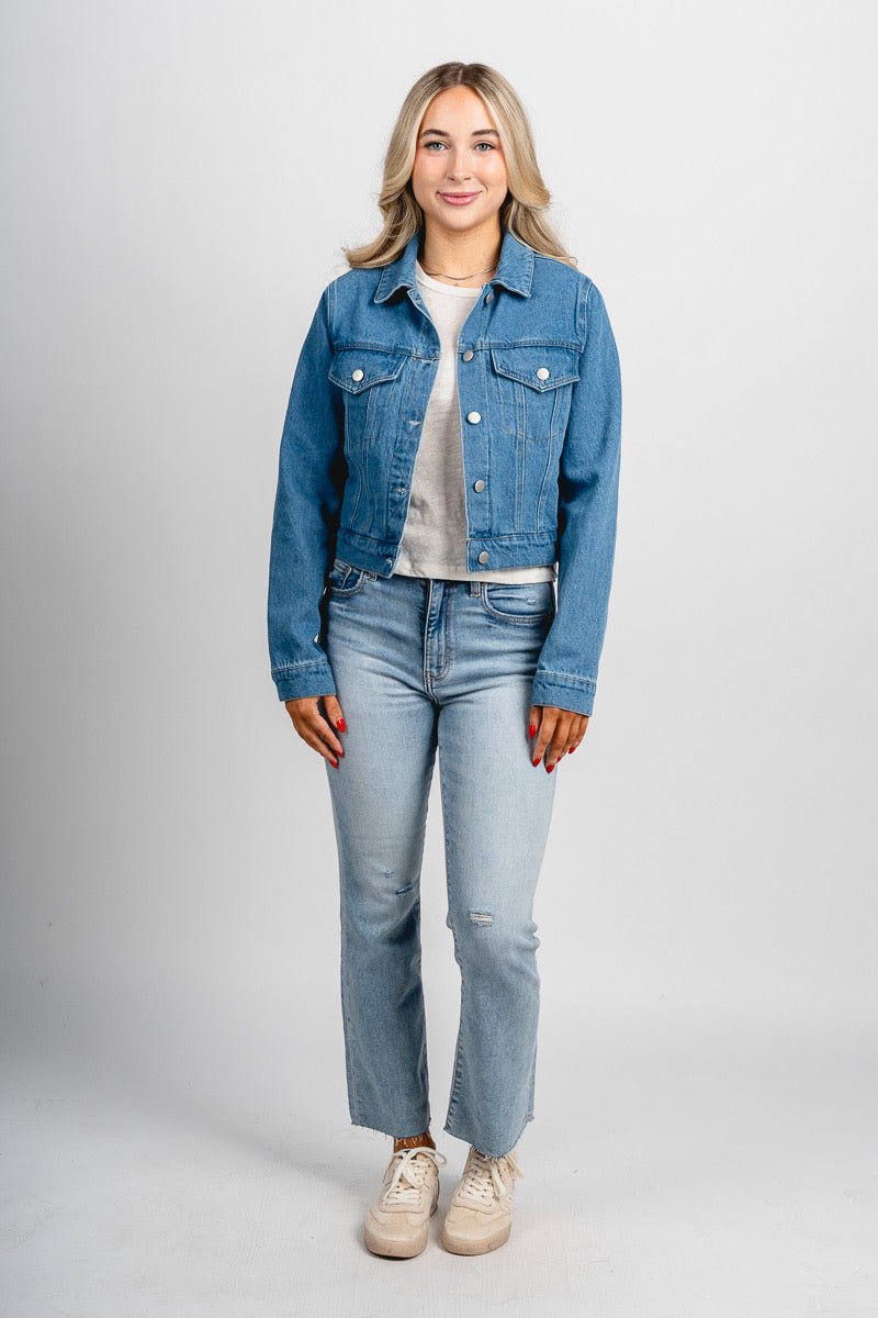 Denim jacket blue – Unique Blazers | Cute Blazers For Women at Lush Fashion Lounge Boutique in Oklahoma City