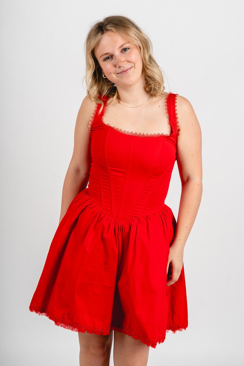 Corset flare mini dress red | Trendy Dresses