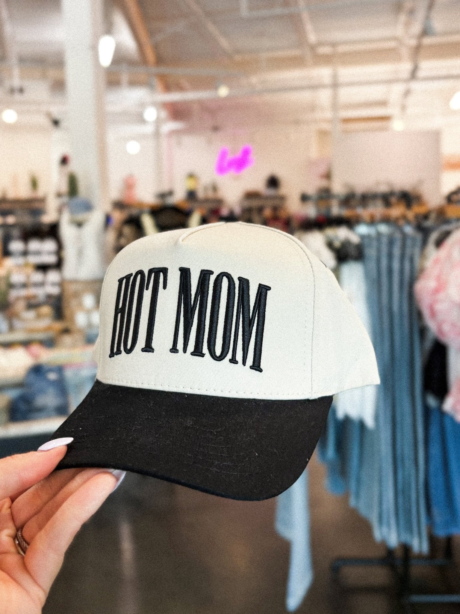 Hot mom hat natural/black - Trendy Gifts at Lush Fashion Lounge Boutique in Oklahoma City