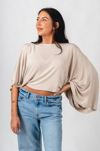 Asymmetrical lightweight sweater oatmeal – Stylish Sweaters | Boutique Sweaters at Lush Fashion Lounge Boutique in Oklahoma City