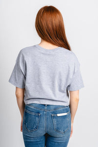 OKC basketball swoosh crop t-shirt grey - Vintage OKC Basketball T-Shirts at Lush Fashion Lounge Boutique in Oklahoma City