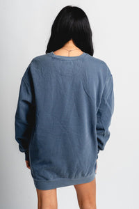 OKC oversized sweatshirt faded navy - Vintage OKC Basketball T-Shirts at Lush Fashion Lounge Boutique in Oklahoma City