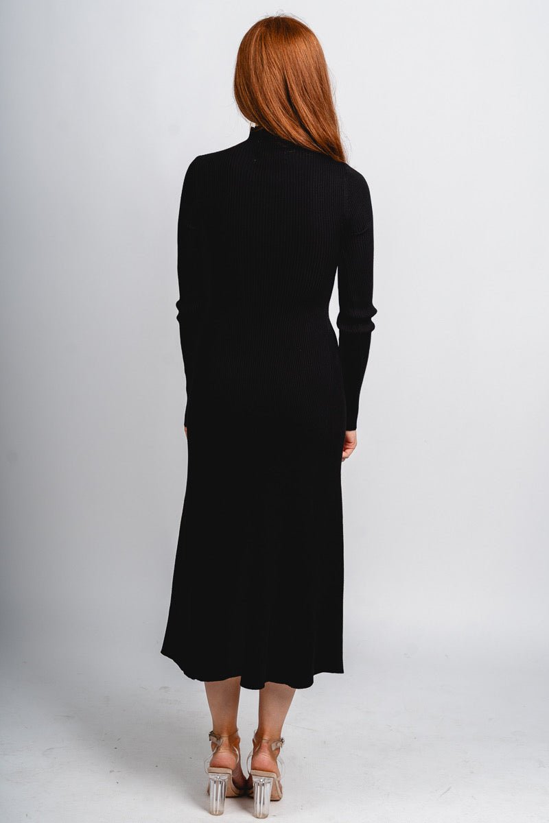 Mock neck midi dress black - Affordable dress - Boutique Dresses at Lush Fashion Lounge Boutique in Oklahoma City