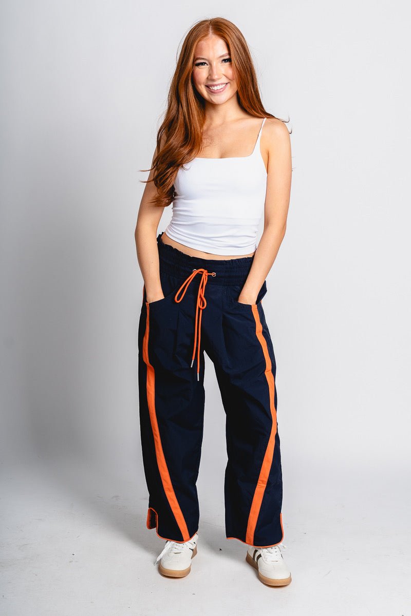 Windbreaker pants navy/orange - Trendy Oklahoma City Basketball T-Shirts Lush Fashion Lounge Boutique in Oklahoma City