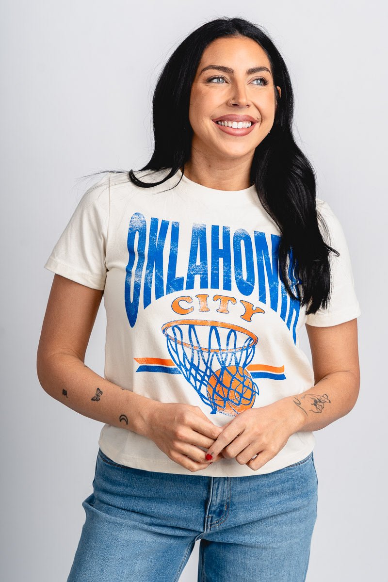 OKC basketball established Ellie tee vintage white - Trendy OKC Apparel at Lush Fashion Lounge Boutique in Oklahoma City
