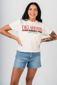 OU OU Sooners flag line crop t-shirt natural t-shirt | Lush Fashion Lounge Trendy Oklahoma University Sooners Apparel & Cute Gameday T-Shirts