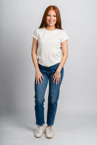 Z Supply Renae ribbed short sleeve tee cloud - Z Supply T-shirt - Z Supply Clothing at Lush Fashion Lounge Trendy Boutique Oklahoma City