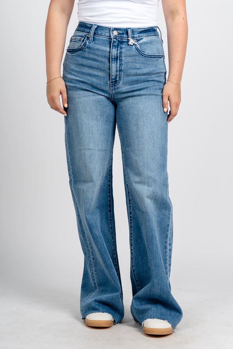 Daze far out high rise wide leg jeans right on | Lush Fashion Lounge: boutique women's jeans, fashion jeans for women, affordable fashion jeans, cute boutique jeans