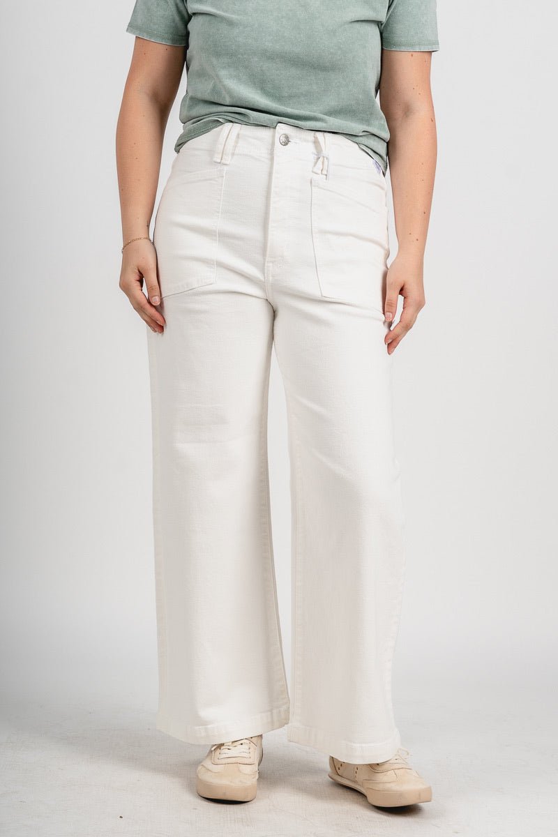 Daze valley girl high rise wide ankle jeans lamb | Lush Fashion Lounge: boutique women's jeans, fashion jeans for women, affordable fashion jeans, cute boutique jeans