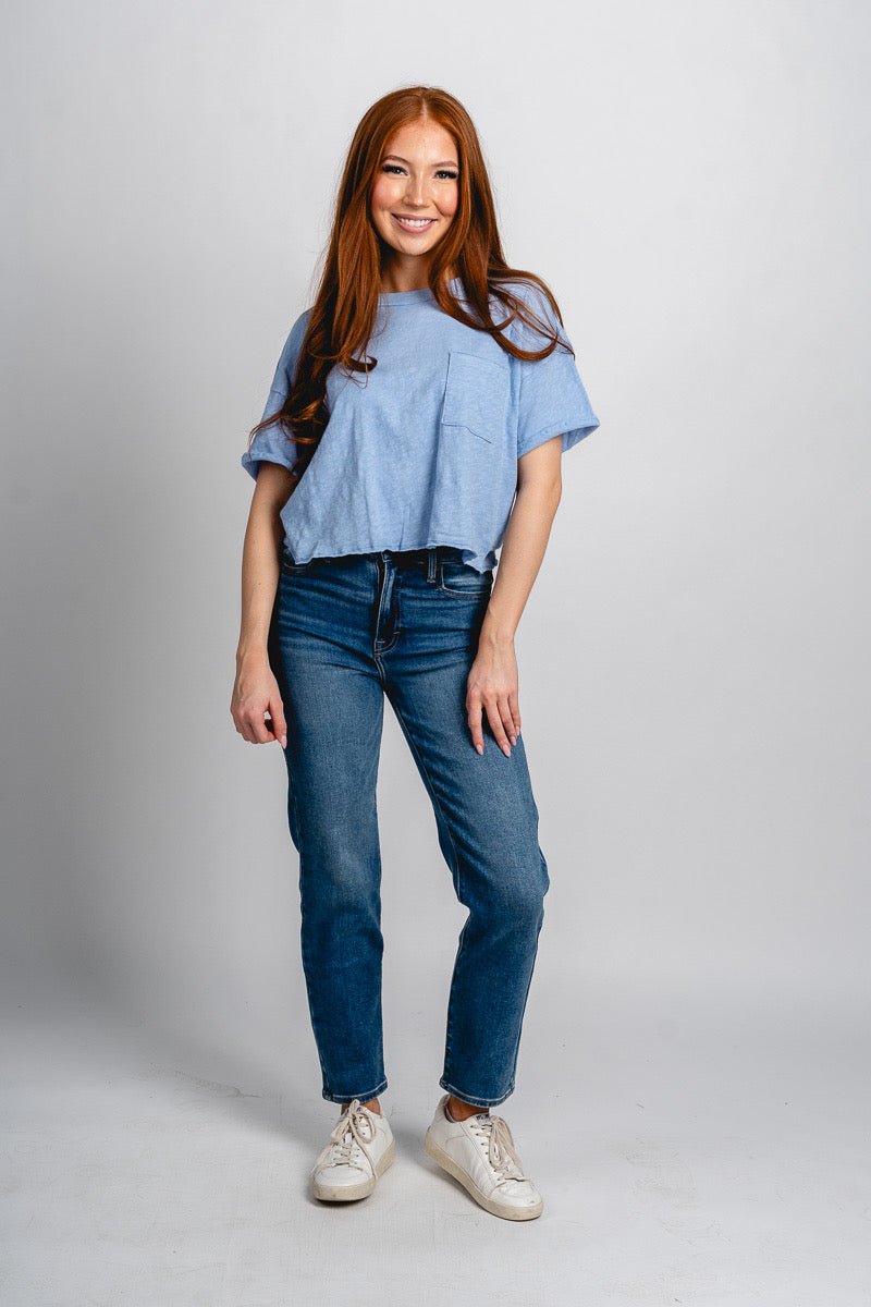 Z Supply everyday pocket tee Barcelona blue - Z Supply T-shirt - Z Supply Clothing at Lush Fashion Lounge Trendy Boutique Oklahoma City