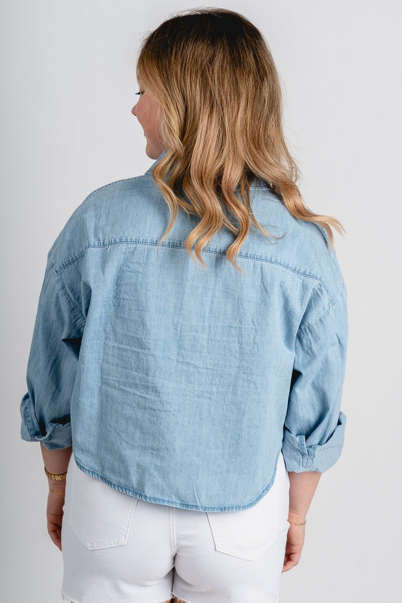 Cropped denim shirt light denim