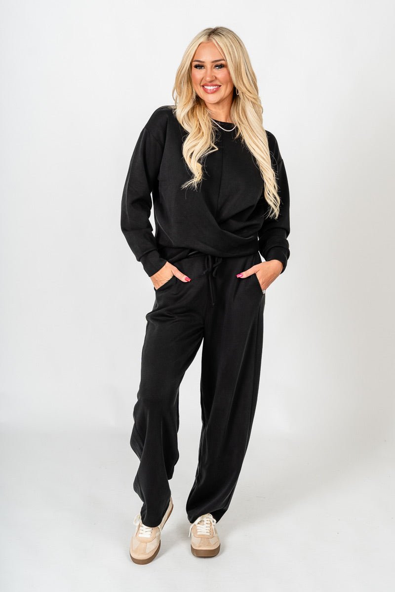 Techno twist long sleeve top black
