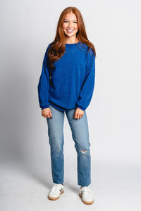 Corded sweatshirt royal blue - Trendy OKC Thunder T-Shirts at Lush Fashion Lounge Boutique in Oklahoma City