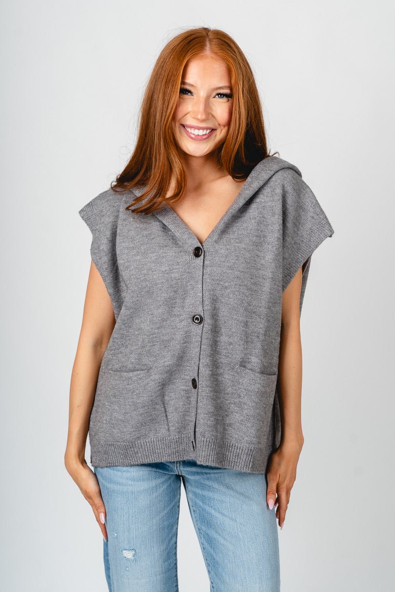 Hooded sweater vest heather grey