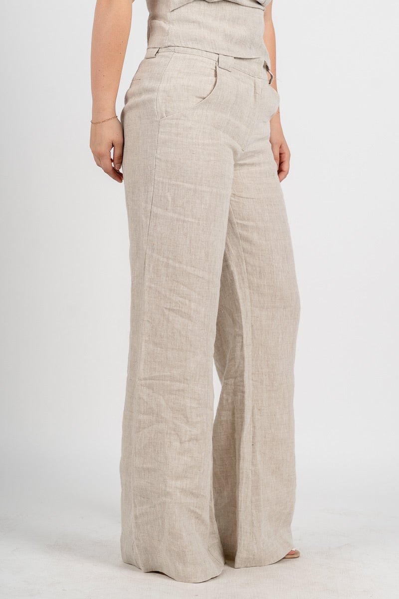 Reba linen pants melange | Lush Fashion Lounge: women's boutique pants, boutique women's pants, affordable boutique pants, women's fashion pants