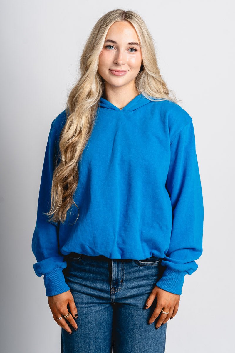 Remi bubble hem hoodie blue