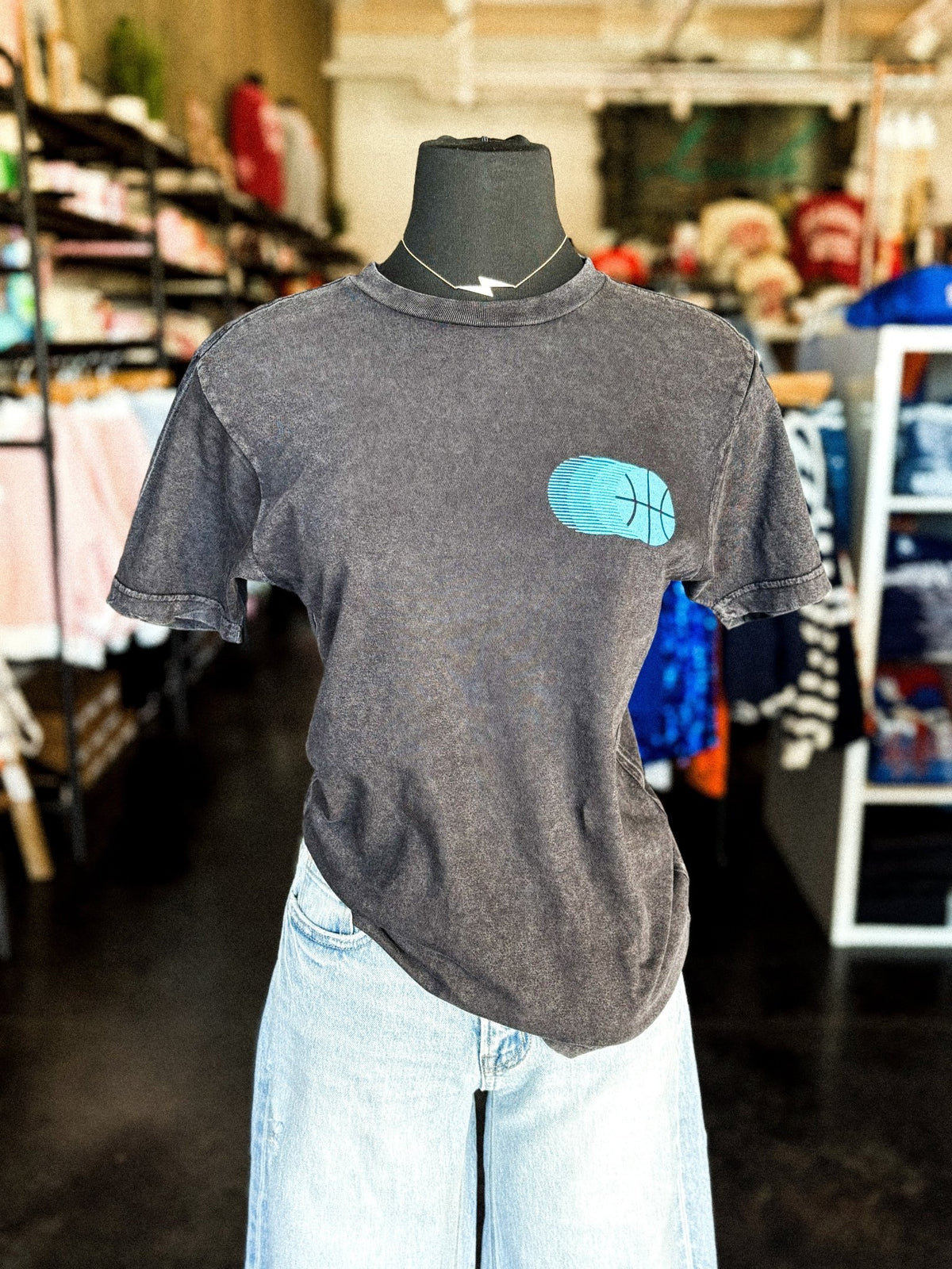 OKC basketball fade vintage wash tee vintage black - Trendy OKC Apparel at Lush Fashion Lounge Boutique in Oklahoma City