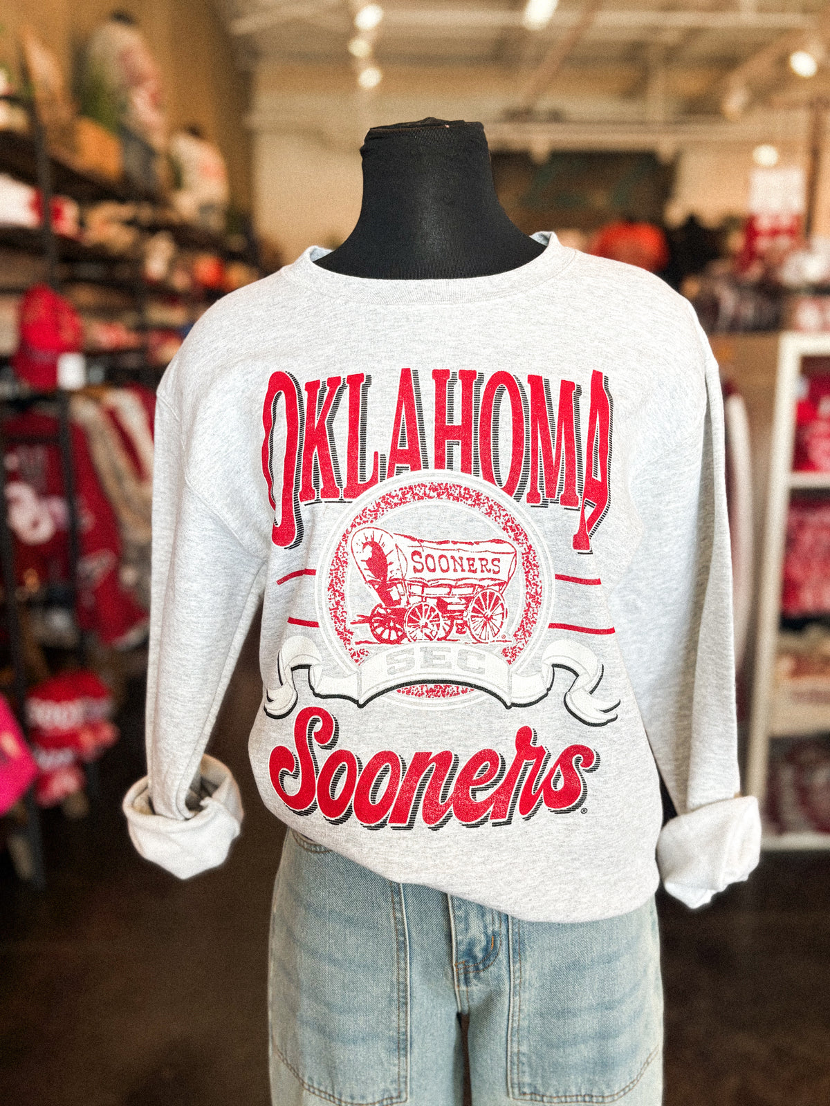 OU OU Sooners SEC champ fleece sweatshirt ash Sweatshirt | Lush Fashion Lounge Trendy Oklahoma University Sooners Apparel & Cute Gameday T-Shirts