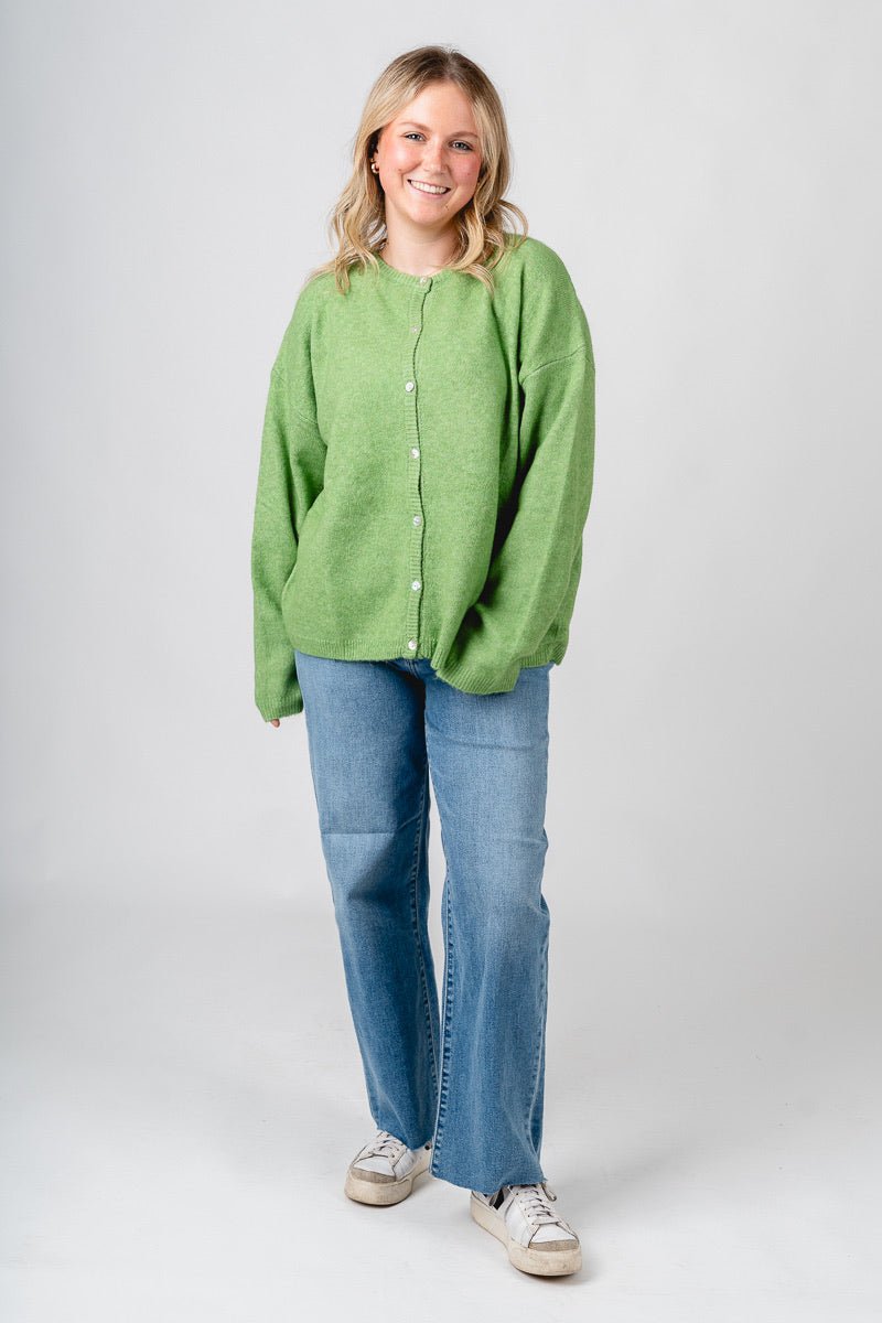 Button up sweater cardigan light green