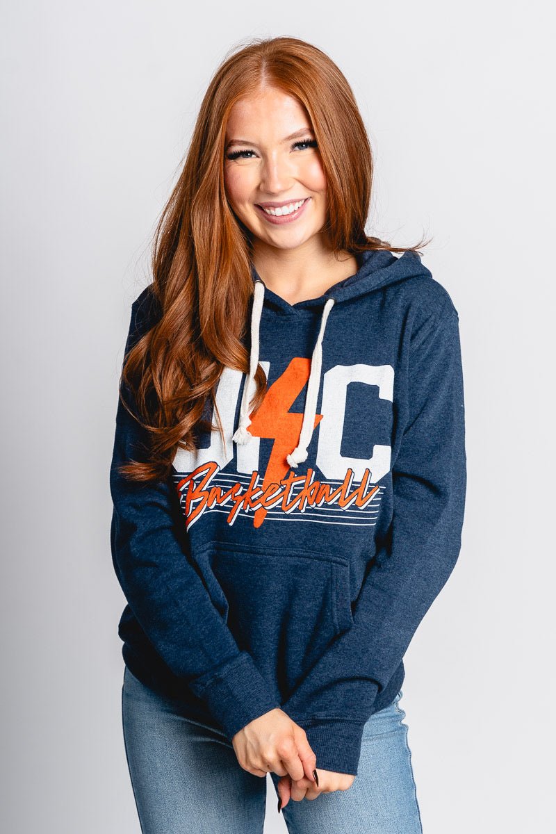 OKC basketball bolt lines hoodie navy - Trendy Oklahoma City Basketball T-Shirts Lush Fashion Lounge Boutique in Oklahoma City
