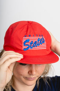 USA bars pool hat red - Trendy hat - Cute American Summer Collection at Lush Fashion Lounge Boutique in Oklahoma City