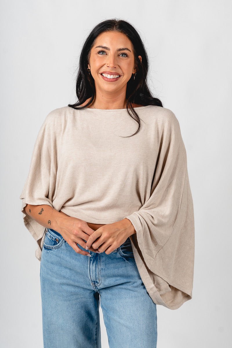 Asymmetrical lightweight sweater oatmeal – Boutique Sweaters | Fashionable Sweaters at Lush Fashion Lounge Boutique in Oklahoma City
