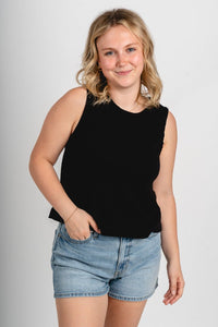 Boxy crop tank top black - Cute Tank Top - Trendy Tank Tops at Lush Fashion Lounge Boutique in Oklahoma City