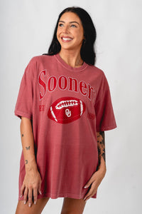 OU OU Sooners 1890 football oversized t-shirt crimson T-shirt | Lush Fashion Lounge Trendy Oklahoma University Sooners Apparel & Cute Gameday T-Shirts