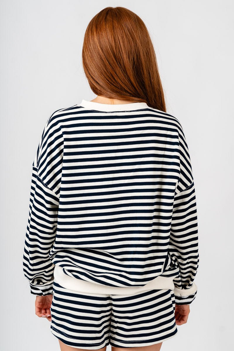 Striped sweatshirt navy/ivory