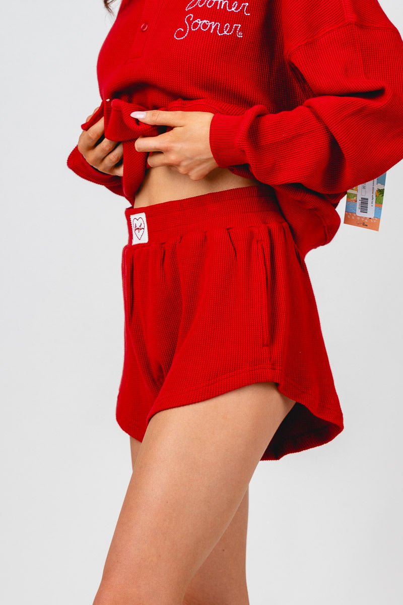 Pocket waffle shorts red