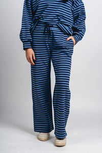 Striped wide leg pants navy/light blue - Trendy pants - Cute Loungewear Collection at Lush Fashion Lounge Boutique in Oklahoma City