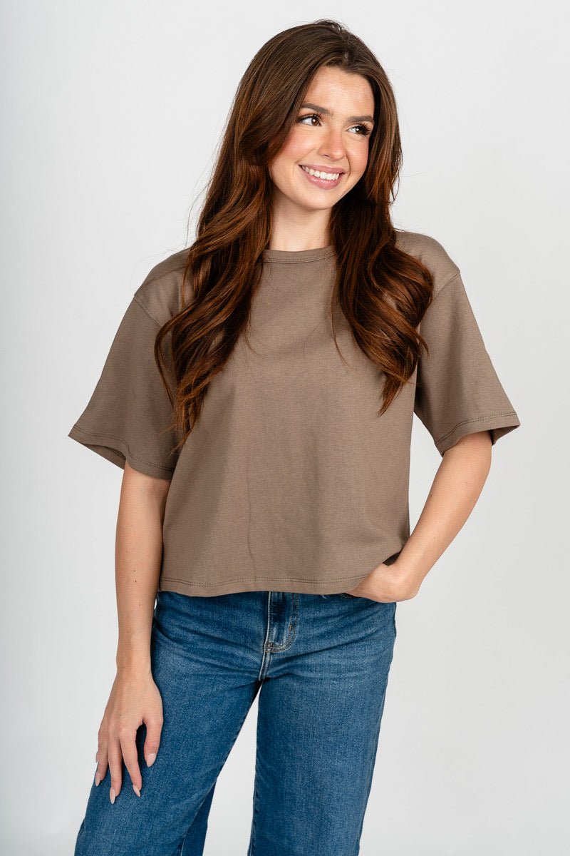 Short sleeve linen top olive