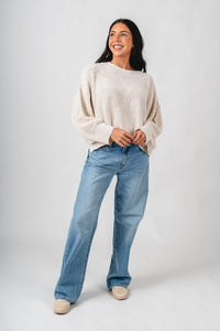 Mock neck boxy sweater ivory – Unique Sweaters | Lounging Sweaters and Womens Fashion Sweaters at Lush Fashion Lounge Boutique in Oklahoma City