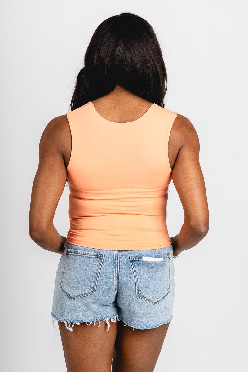 Double layer tank top peach pink