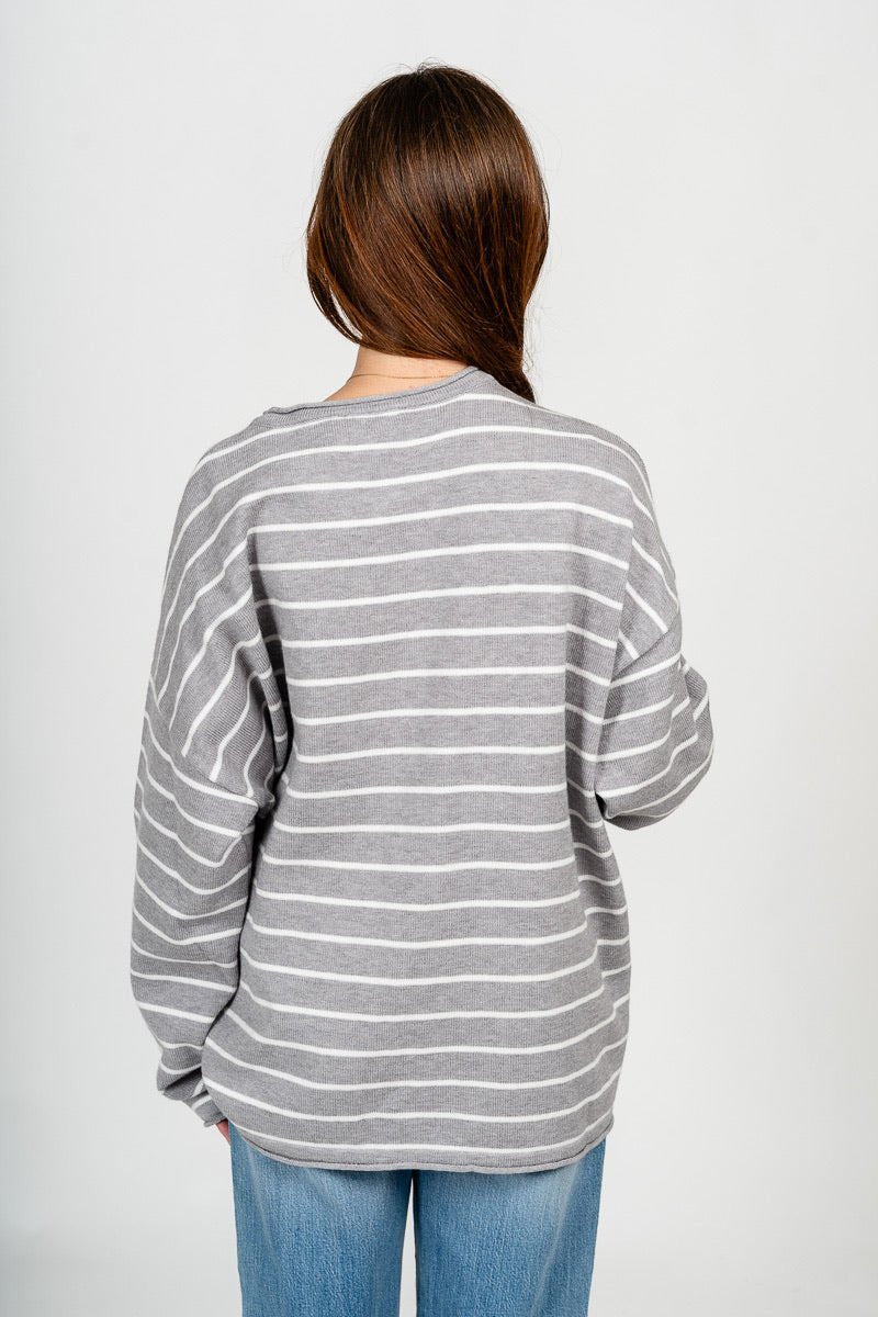 Striped oversized sweater heather grey