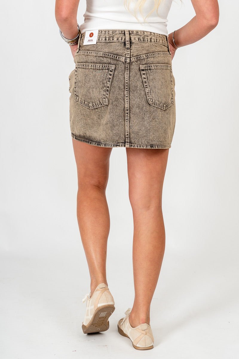 Micro clean hem denim skirt vintage khaki