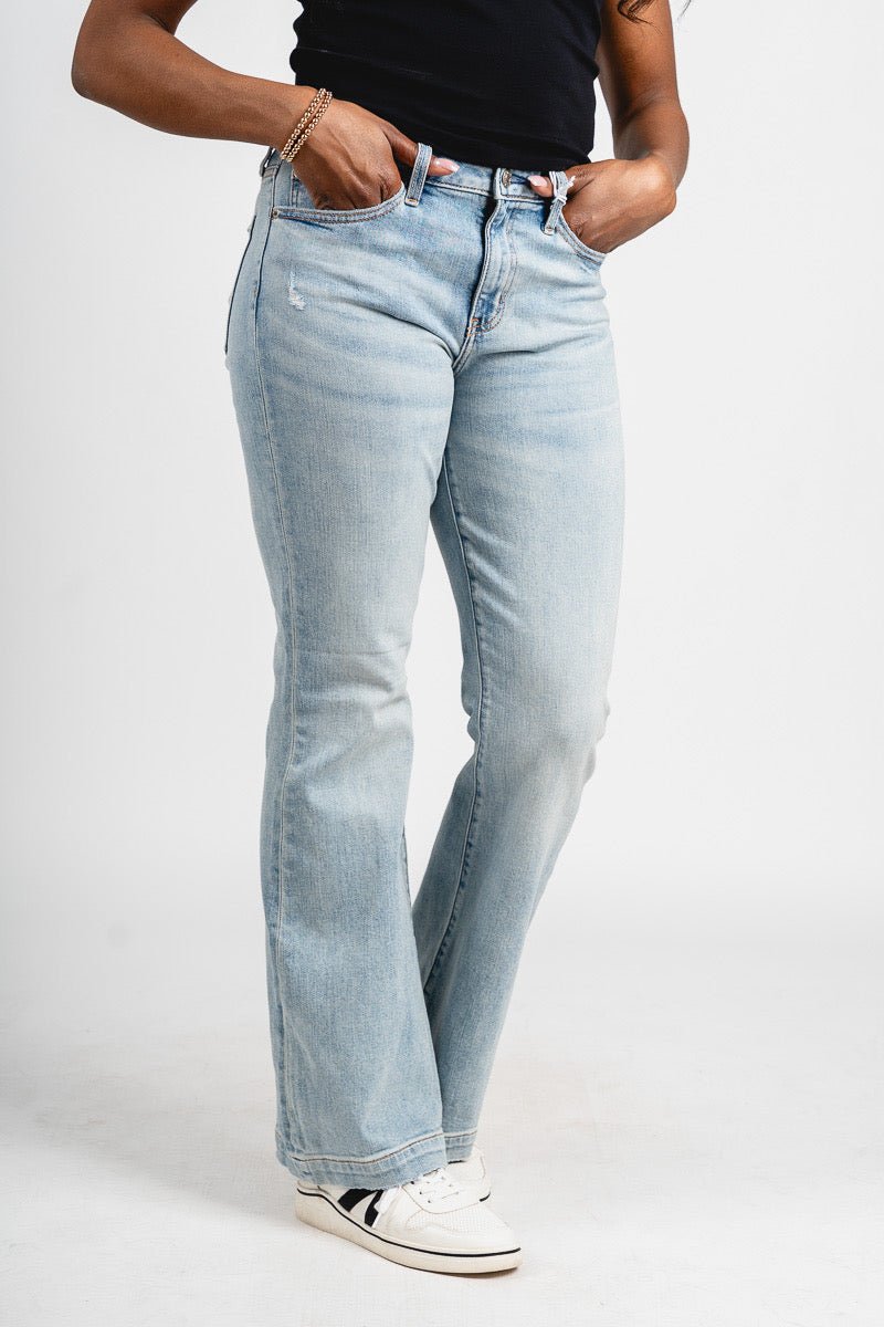 Daze heartbreaker mid rise flare jeans hot streak | Lush Fashion Lounge: boutique women's jeans, fashion jeans for women, affordable fashion jeans, cute boutique jeans