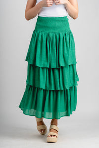 Tiered maxi skirt green - Trendy skirt - Cute Vacation Collection at Lush Fashion Lounge Boutique in Oklahoma City