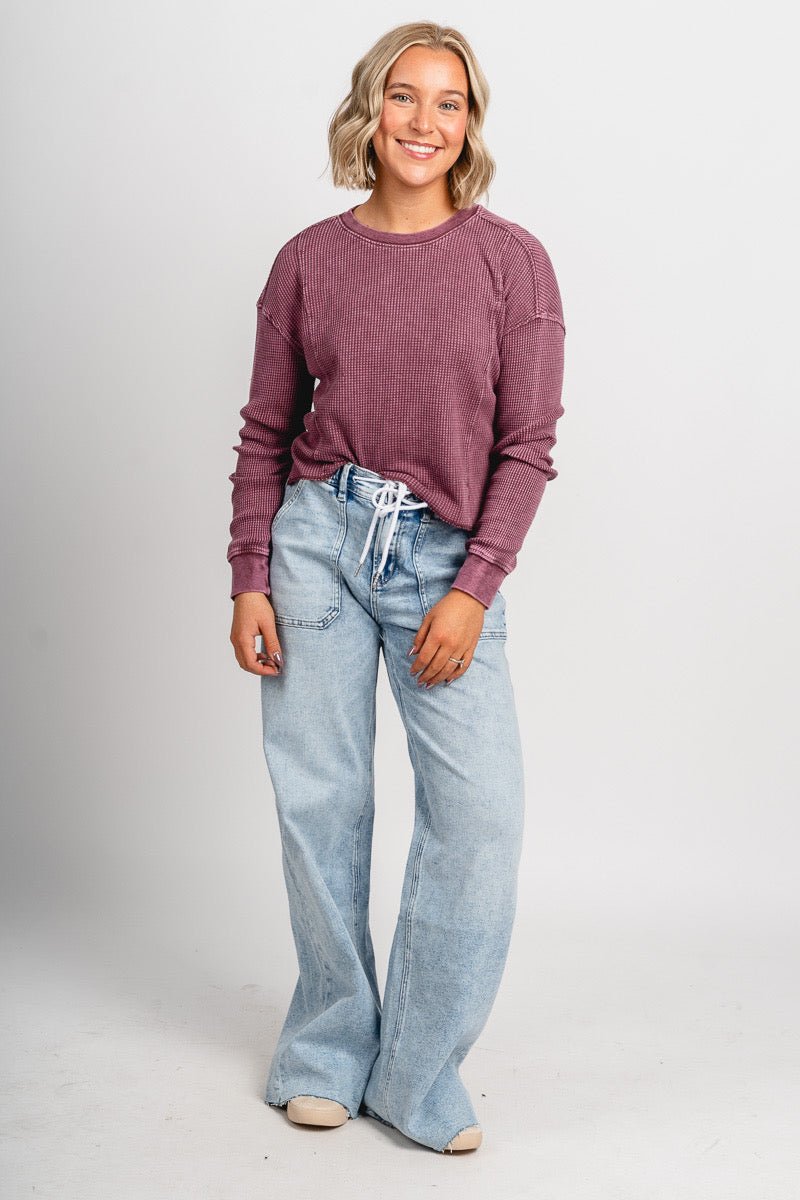 Z Supply angel mini thermal top merlot - Z Supply top - Z Supply Tees & Tanks at Lush Fashion Lounge Trendy Boutique Oklahoma City